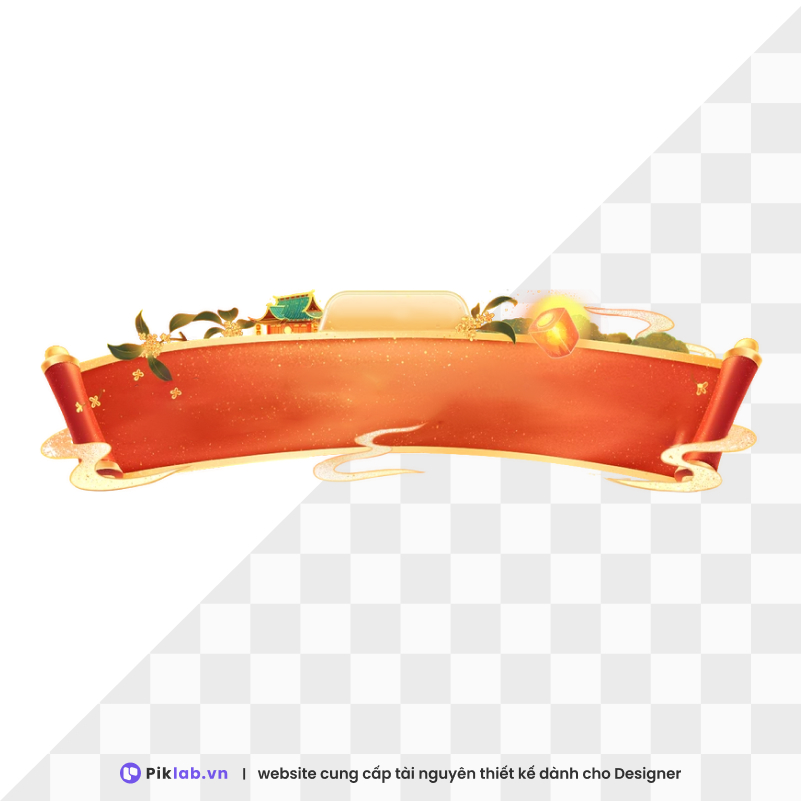 Design resource orange red rectangular frame happy new year tet holiday isolated on transparent PNG tết